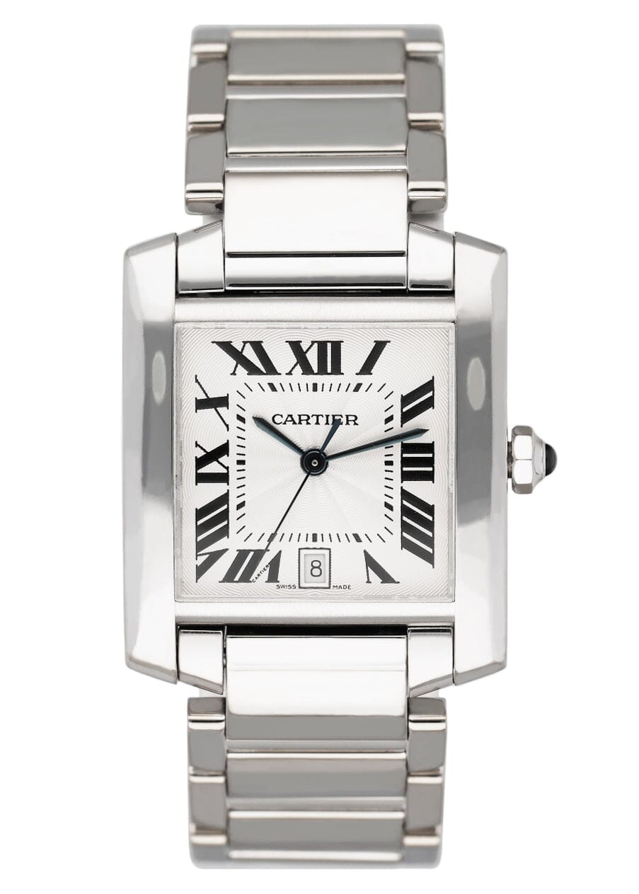 Cartier Tank Francaise W50011S3 Rhodiumized 18K White Gold Mens Watch - Wristwatch