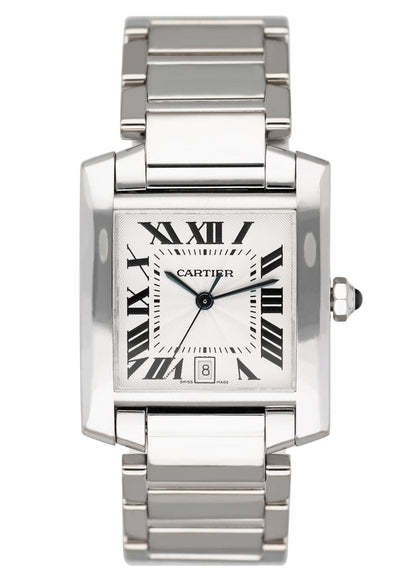 Cartier Tank Francaise W50011S3 Rhodiumized 18K White Gold Mens Watch - Wristwatch