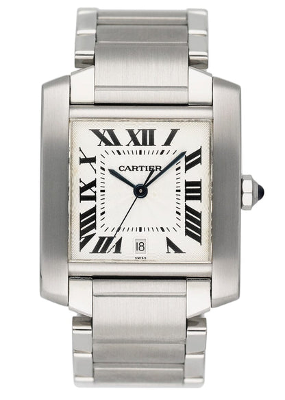 Cartier Tank Francaise W51002Q3 Silver Dial Steel Mens Watch - Virtual