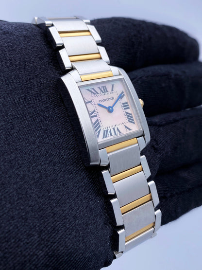 Cartier Tank Francaise W51027Q4 MOP Two-Tone Rose Gold Ladies Watch Box Papers - Wristwatch