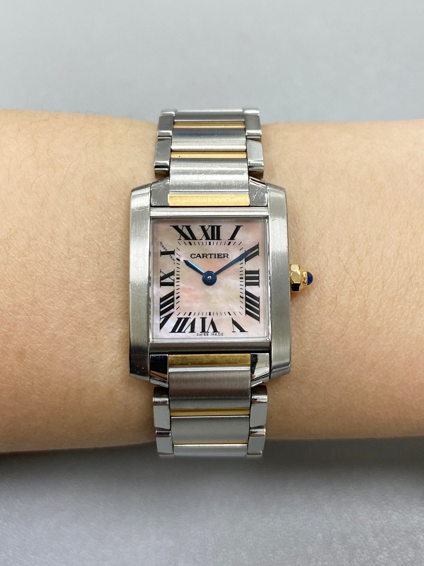 Cartier Tank Francaise W51027Q4 MOP Two-Tone Rose Gold Ladies Watch Box Papers - Wristwatch