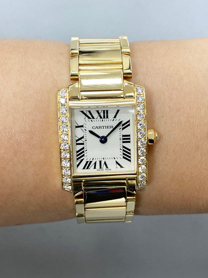 Cartier Tank Francaise WE1001R8 Diamond 18k Yellow Gold Ladies Watch - Wristwatch