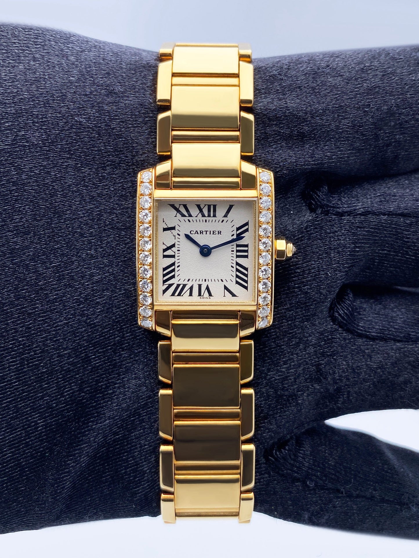Cartier Tank Francaise WE1001R8 Diamond 18k Yellow Gold Ladies Watch