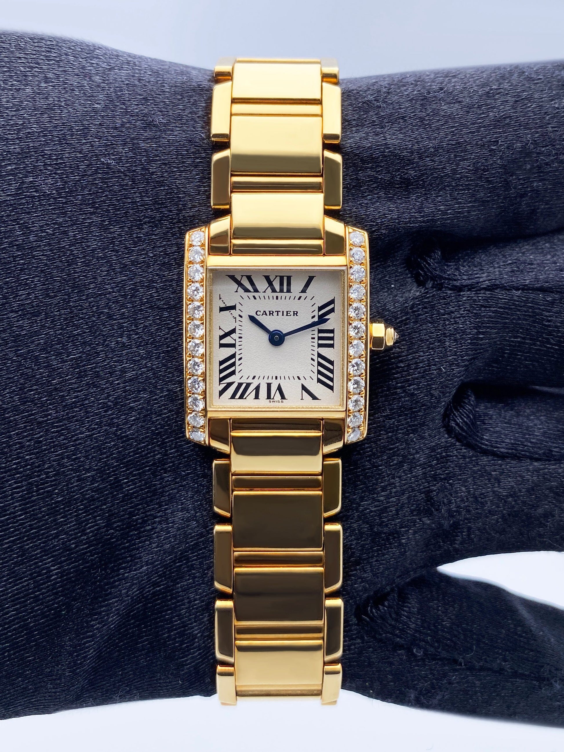 Cartier Tank Francaise WE1001R8 Diamond 18k Yellow Gold Ladies Watch