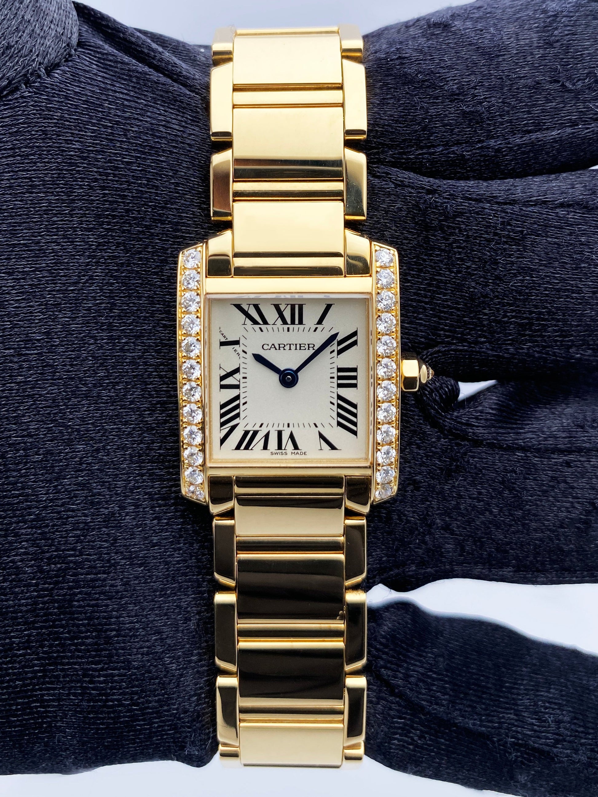 Cartier Tank Francaise WE1001R8 Diamond 18k Yellow Gold Ladies Watch - Wristwatch