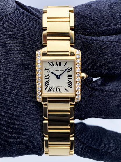 Cartier Tank Francaise WE1001R8 Diamond 18k Yellow Gold Ladies Watch - Wristwatch