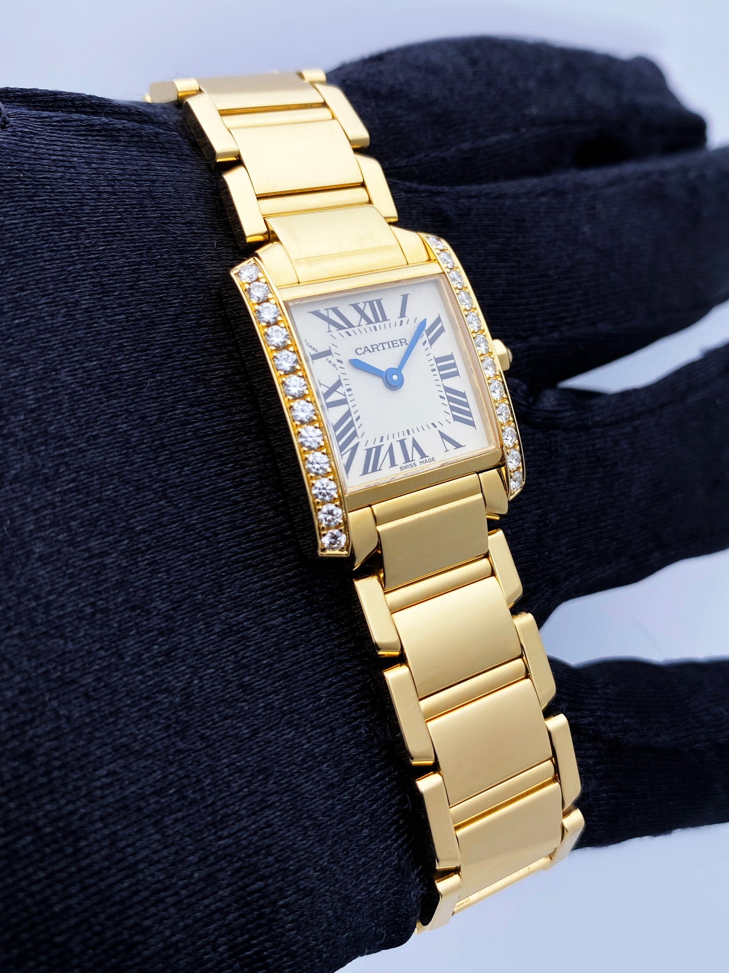 Cartier Tank Francaise WE1001R8 Diamond 18k Yellow Gold Ladies Watch - Wristwatch