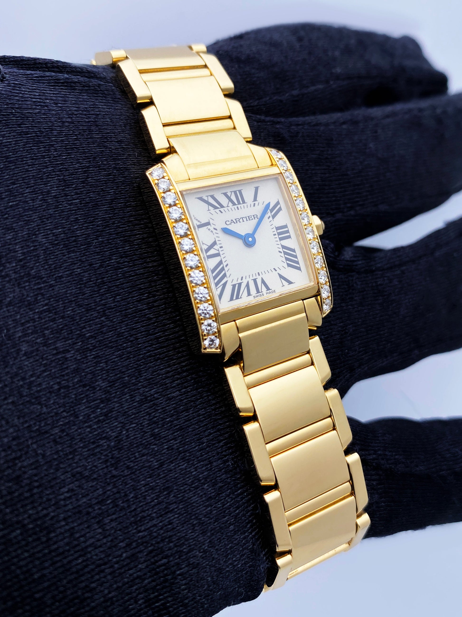 Cartier Tank Francaise WE1001R8 Diamond 18k Yellow Gold Ladies Watch - Wristwatch