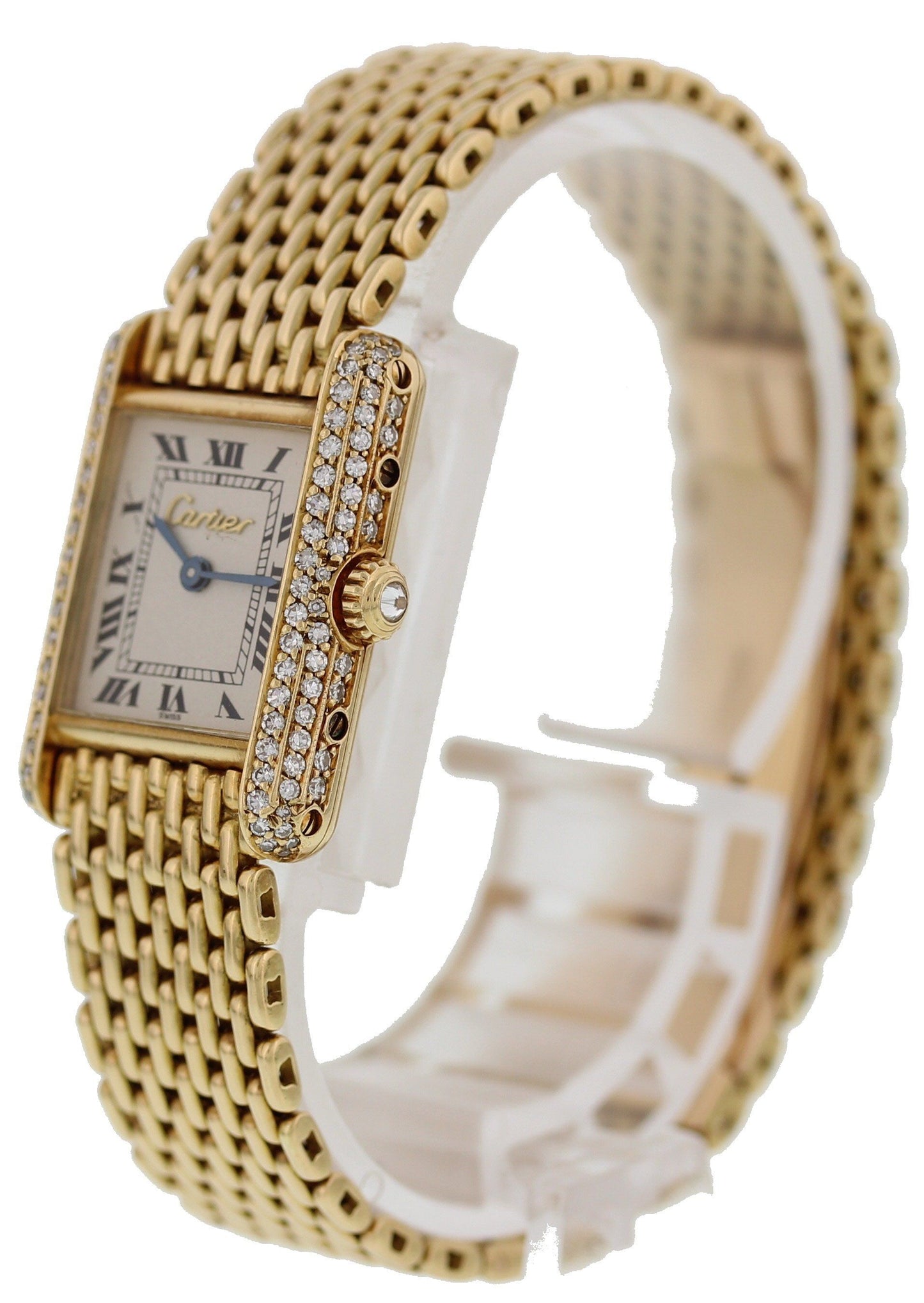 Cartier Tank Louis 18K Yellow Gold Factory Diamonds Box & Papers - Wristwatch