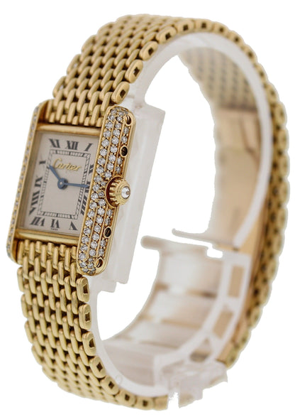 Cartier Tank Louis 18K Yellow Gold Factory Diamonds Box & Papers - Wristwatch