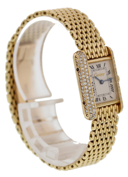 Cartier Tank Louis 18K Yellow Gold Factory Diamonds Box & Papers - Wristwatch