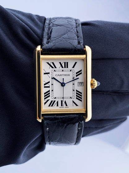 Cartier Tank Louis W1529756 2441 18K Yellow Gold Mens Watch - Virtual