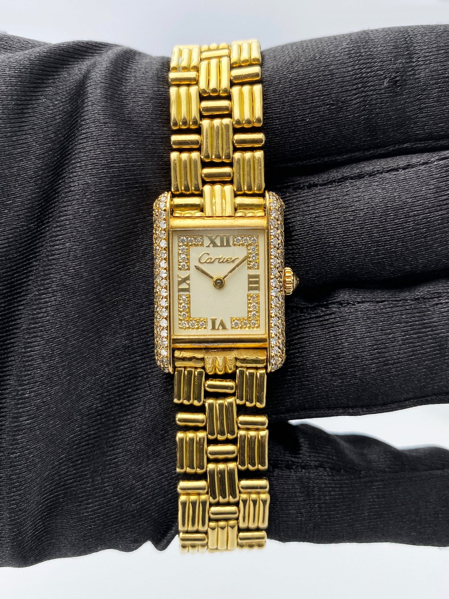 Cartier Tank Louis Paris WA1002A7 Diamond 18K Yellow Gold Ladies Watch - Watches