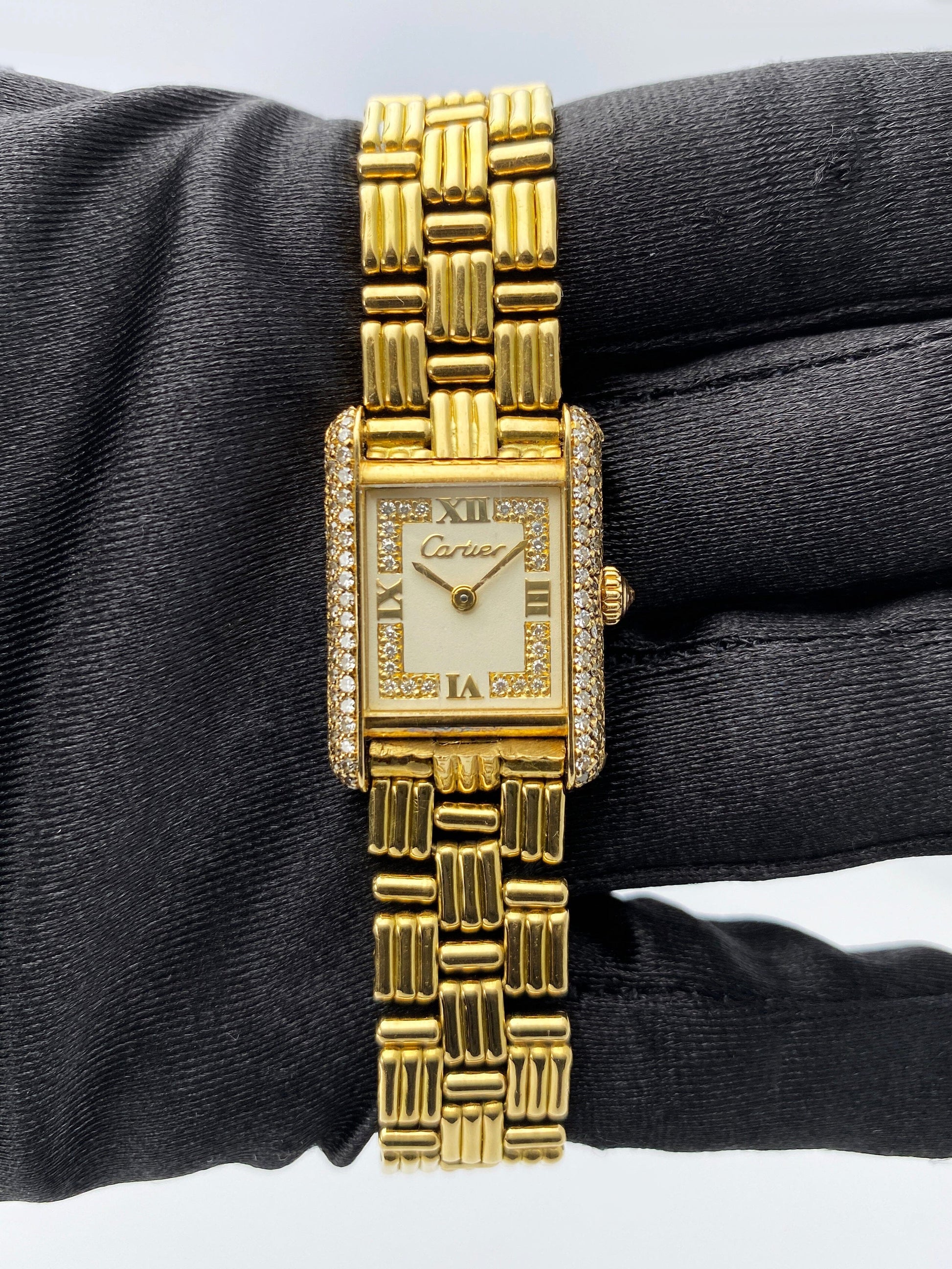 Cartier Tank Louis Paris WA1002A7 Diamond 18K Yellow Gold Ladies Watch - Watches