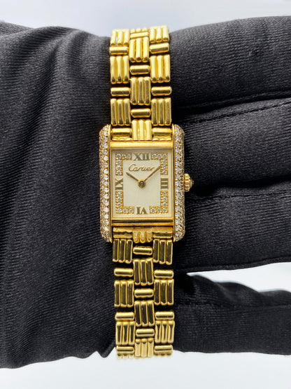 Cartier Tank Louis Paris WA1002A7 Diamond 18K Yellow Gold Ladies Watch - Watches