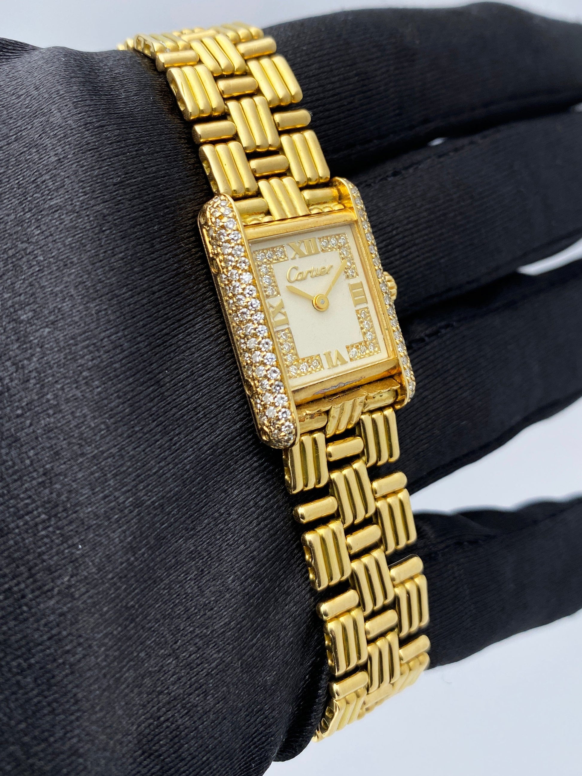 Cartier Tank Louis Paris WA1002A7 Diamond 18K Yellow Gold Ladies Watch - Watches