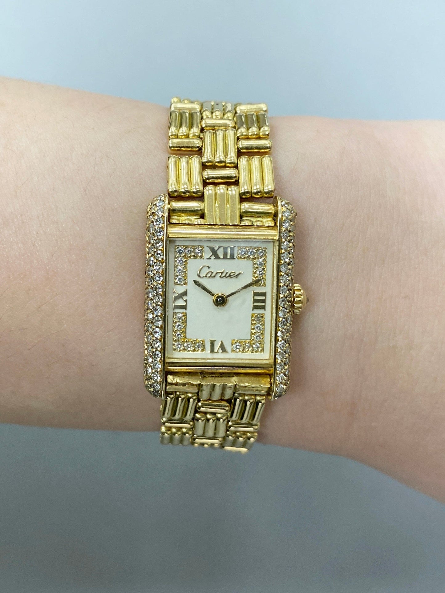 Cartier Tank Louis Paris WA1002A7 Diamond 18K Yellow Gold Ladies Watch - Watches