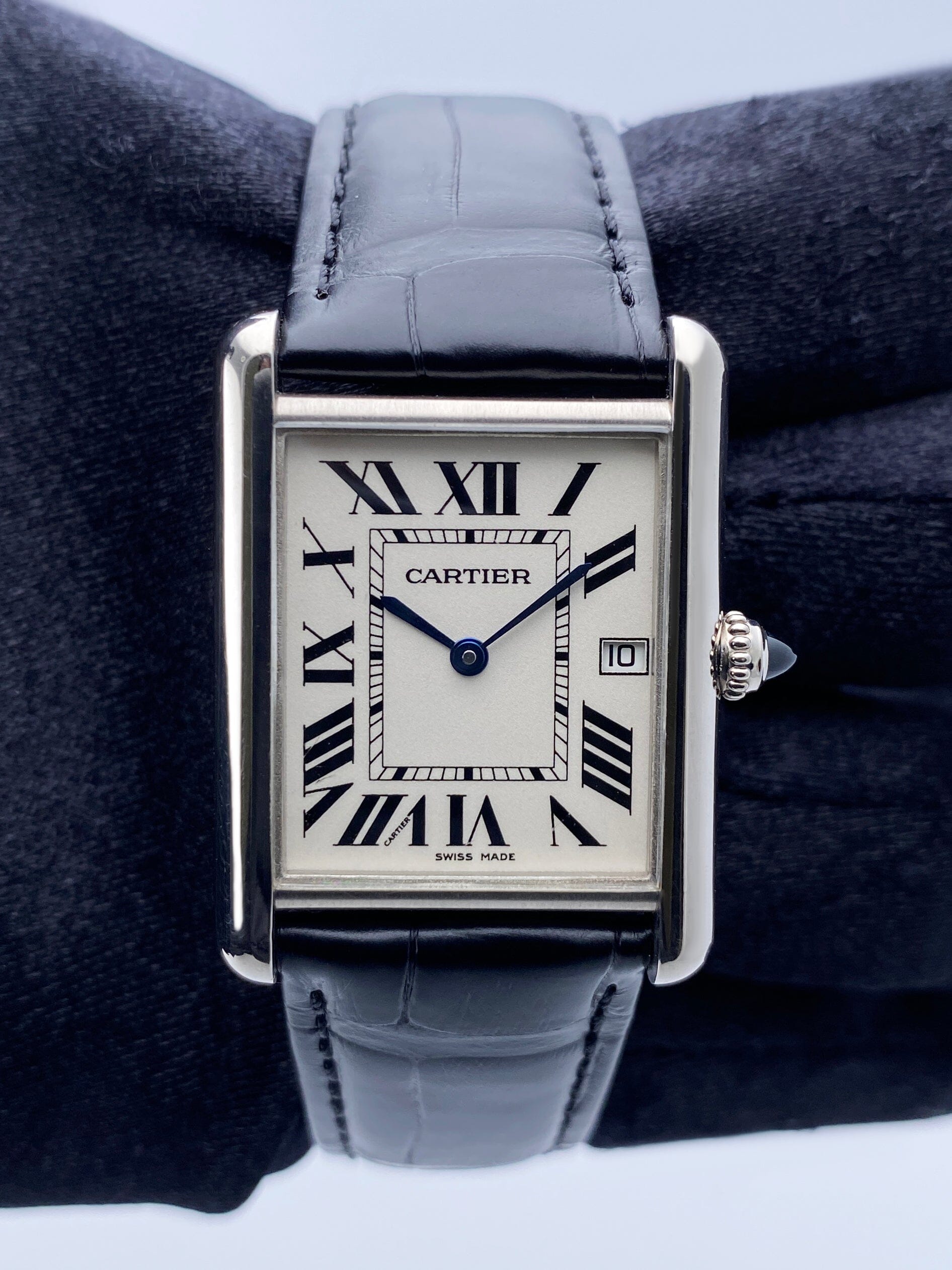 Cartier Tank Louis W1540956 Large Size 18K White Gold Watch - Wristwatch