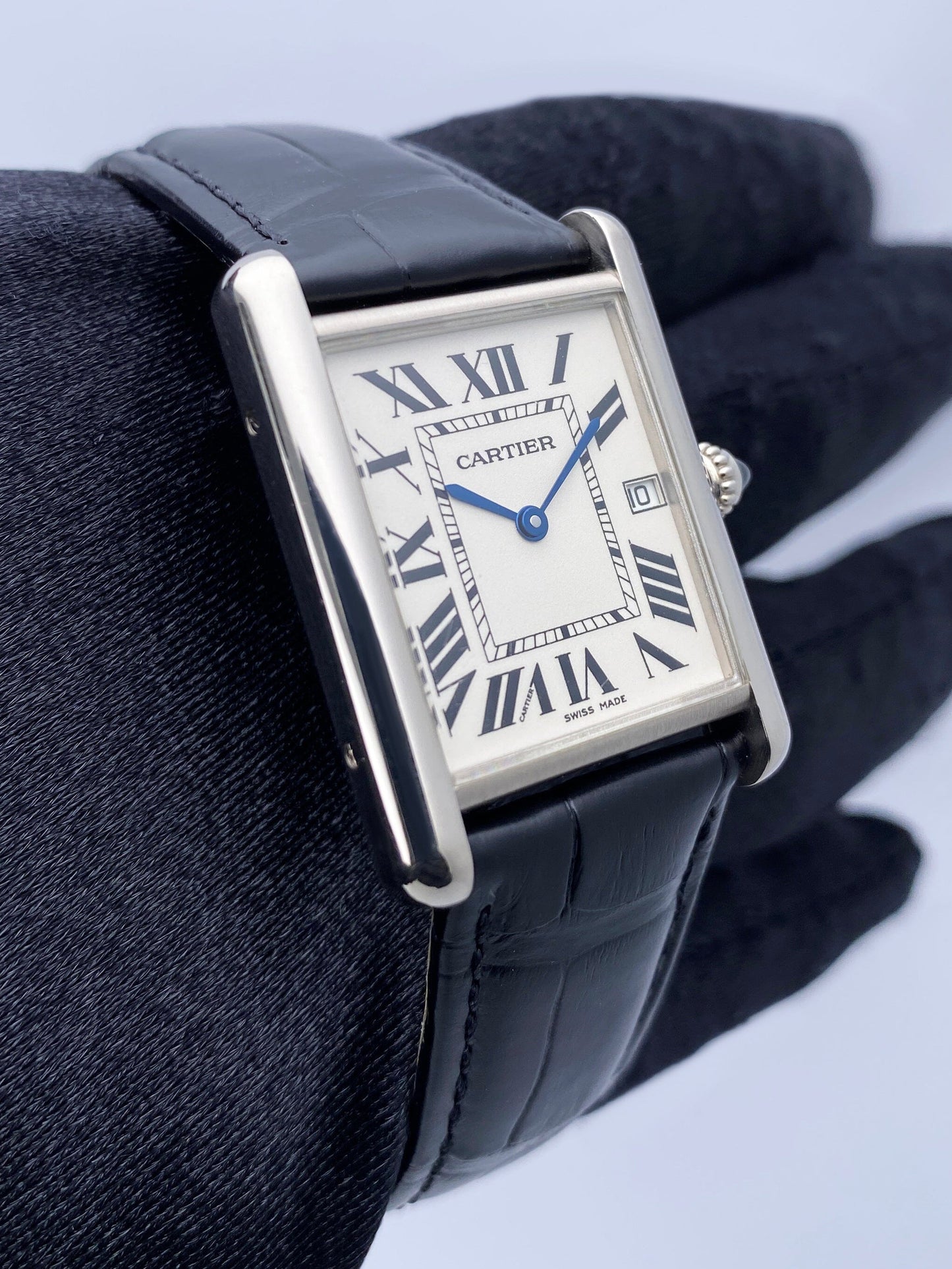 Cartier Tank Louis W1540956 Large Size 18K White Gold Watch - Wristwatch
