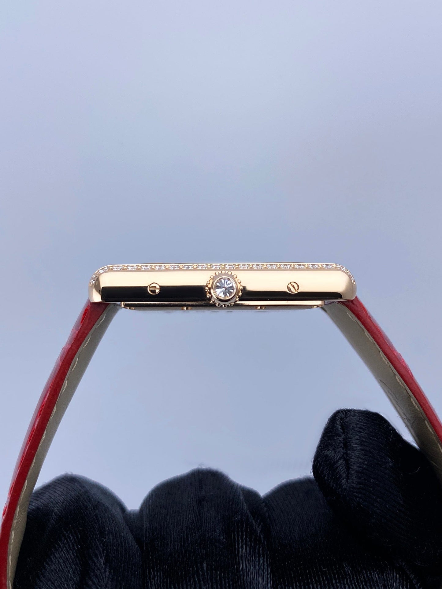 Cartier Tank Louis WJTA0014 Large Diamond Rose Gold Ladies Watch Box Papers