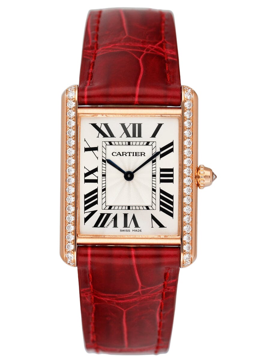 Cartier Tank Louis WJTA0014 Large Diamond Rose Gold Ladies Watch Box Papers