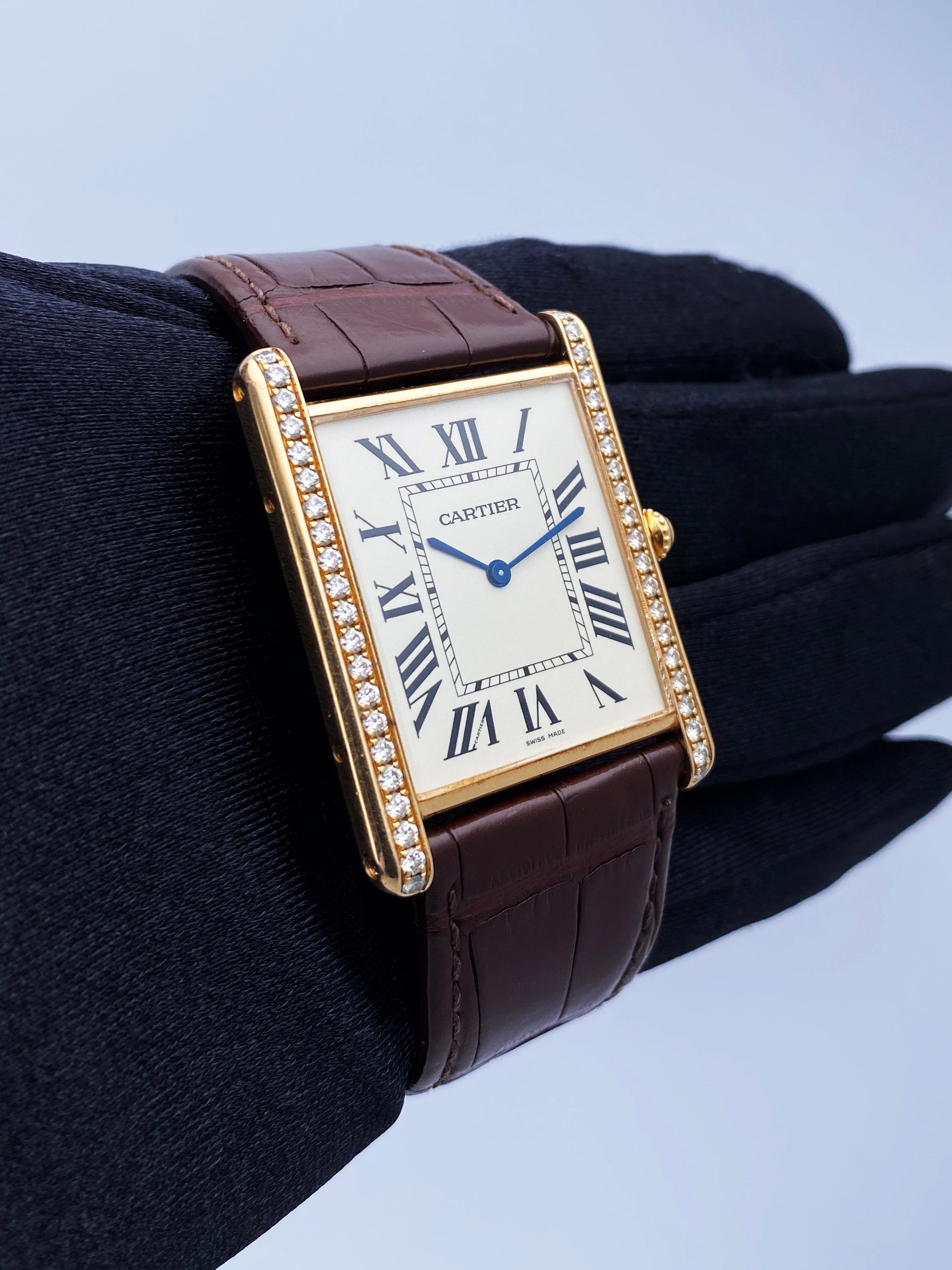 Cartier Tank Louis XL WT200005 Diamond 18K Rose Gold Mens Watch