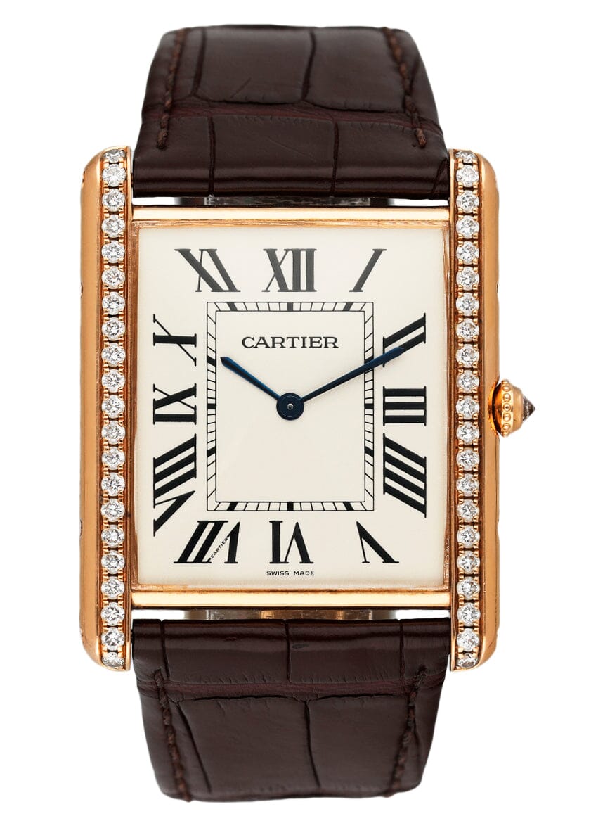 Cartier Tank Louis XL WT200005 Diamond 18K Rose Gold Mens Watch - Wristwatch