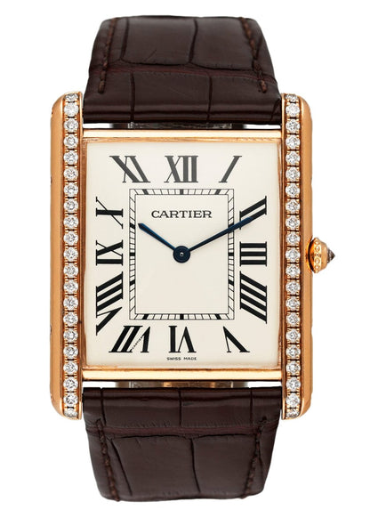 Cartier Tank Louis XL WT200005 Diamond 18K Rose Gold Mens Watch - Wristwatch