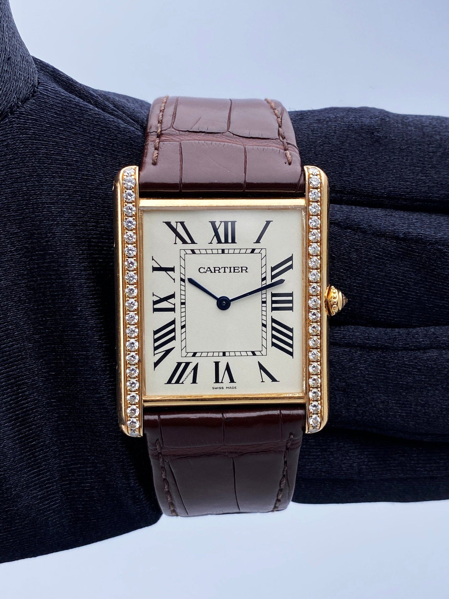 Cartier Tank Louis XL WT200005 Diamond 18K Rose Gold Mens Watch - Wristwatch