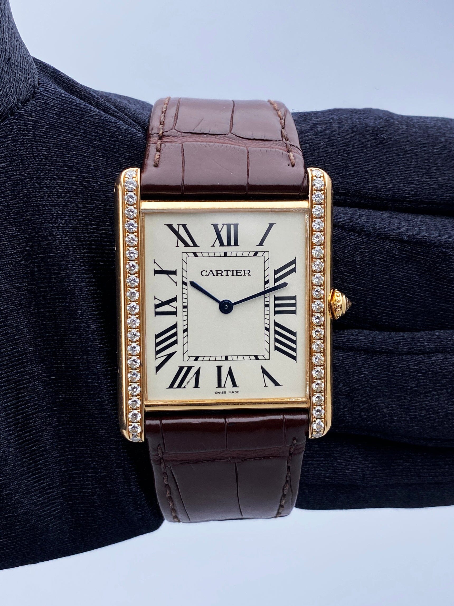 Cartier Tank Louis XL WT200005 Diamond 18K Rose Gold Mens Watch - Wristwatch