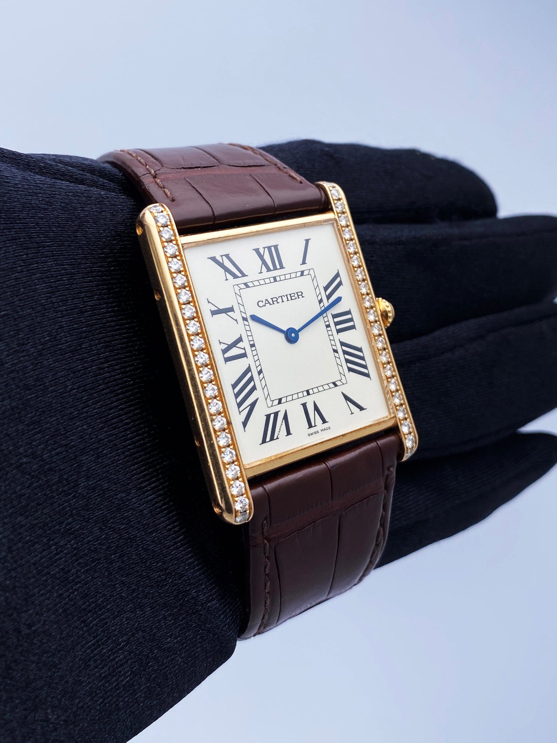 Cartier Tank Louis XL WT200005 Diamond 18K Rose Gold Mens Watch - Wristwatch