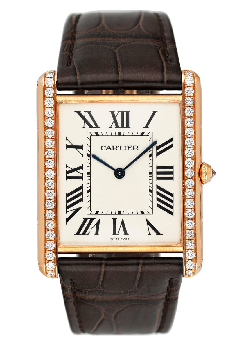Cartier Tank Louis XL WT200005 Diamond 18K Rose Gold Mens Watch Box Papers - Wristwatch