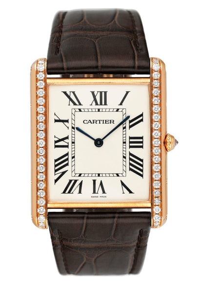 Cartier Tank Louis XL WT200005 Diamond 18K Rose Gold Mens Watch Box Papers - Wristwatch