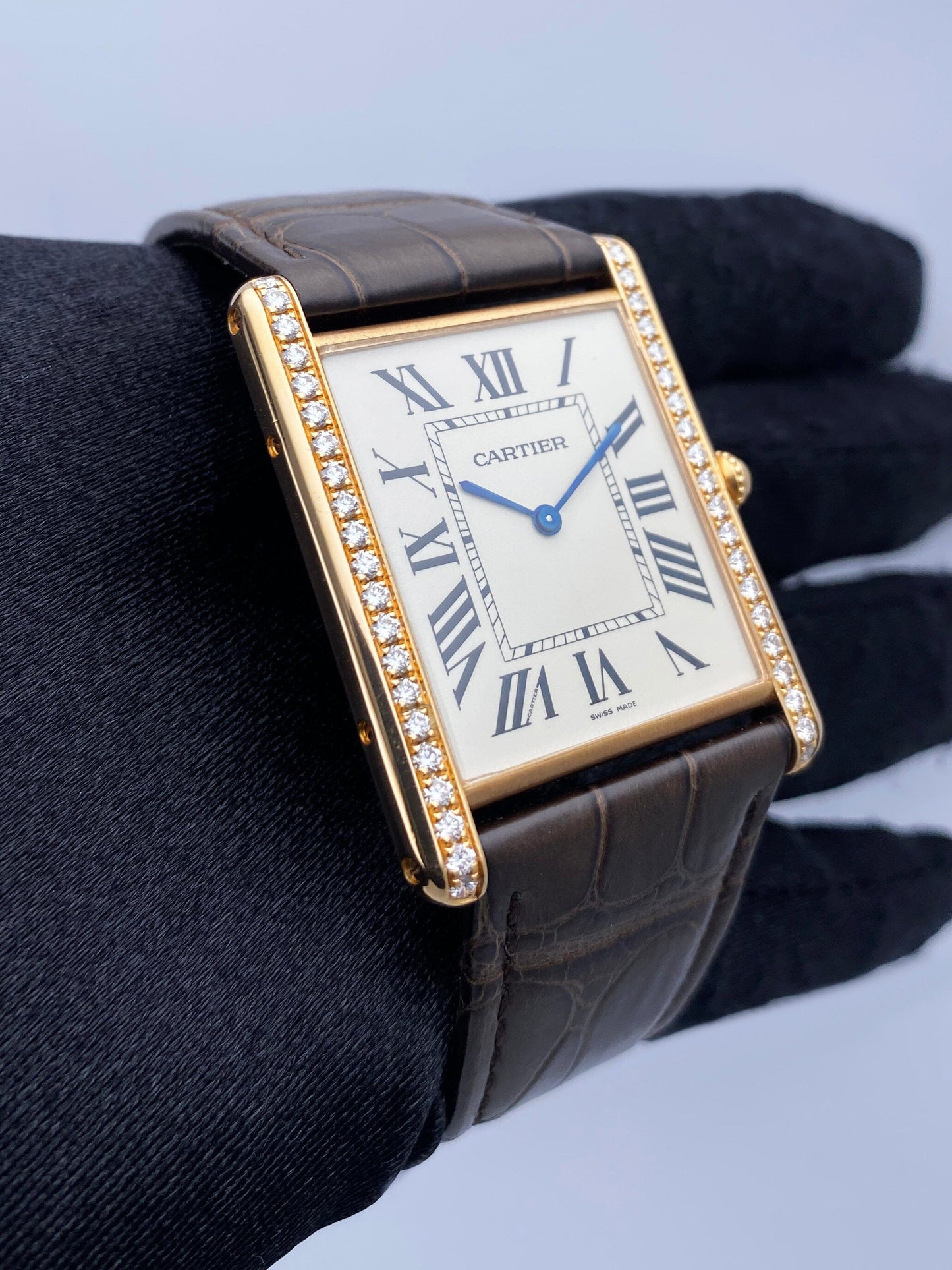 Cartier Tank Louis XL WT200005 Diamond 18K Rose Gold Mens Watch Box Papers - Wristwatch