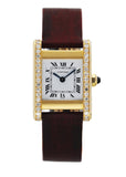 Cartier Tank Paris 18K Yellow Gold W/Diamond Bezel Ladies Watch