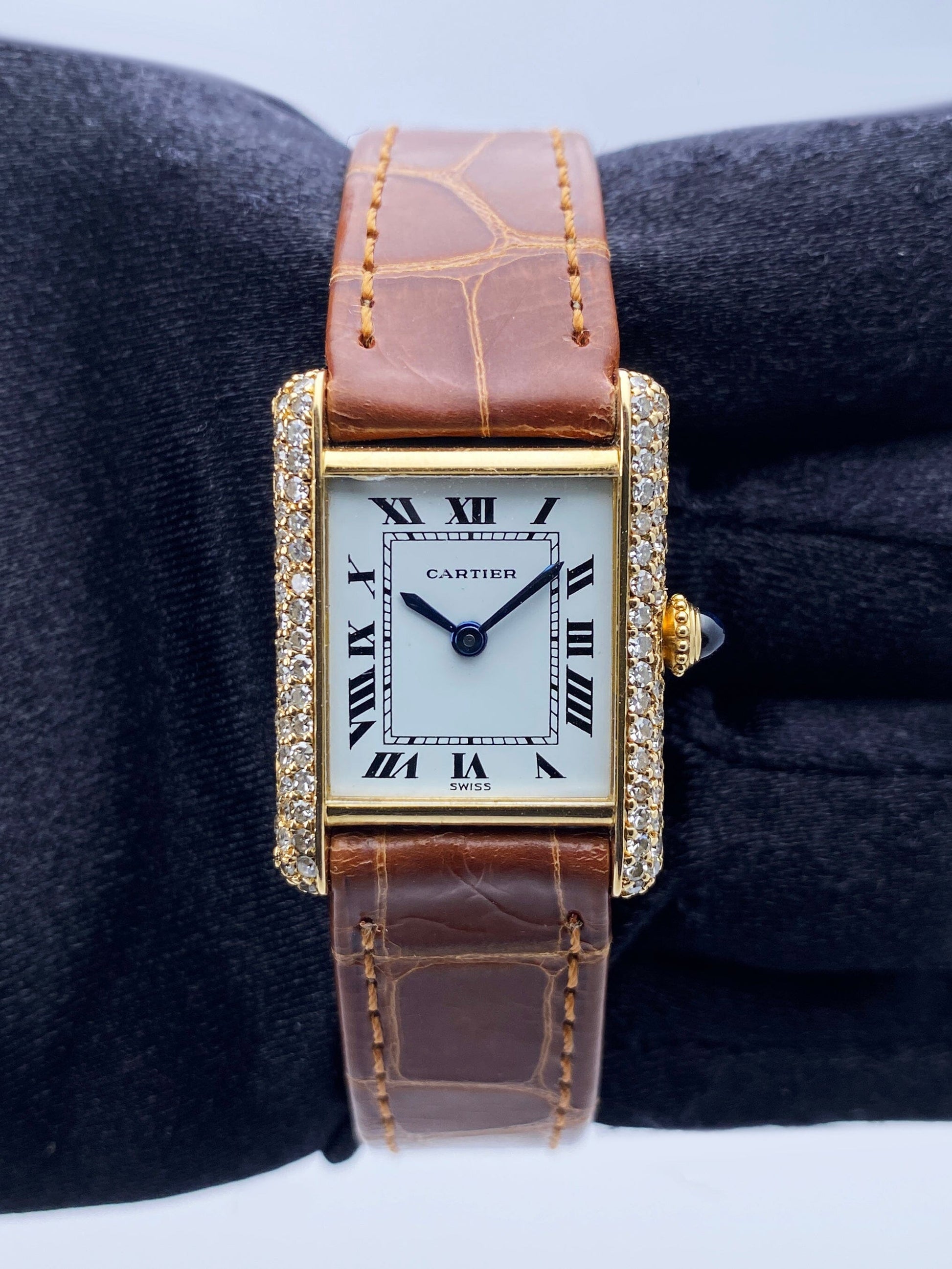 Cartier Tank Paris Diamond 18K Yellow Gold Ladies Watch