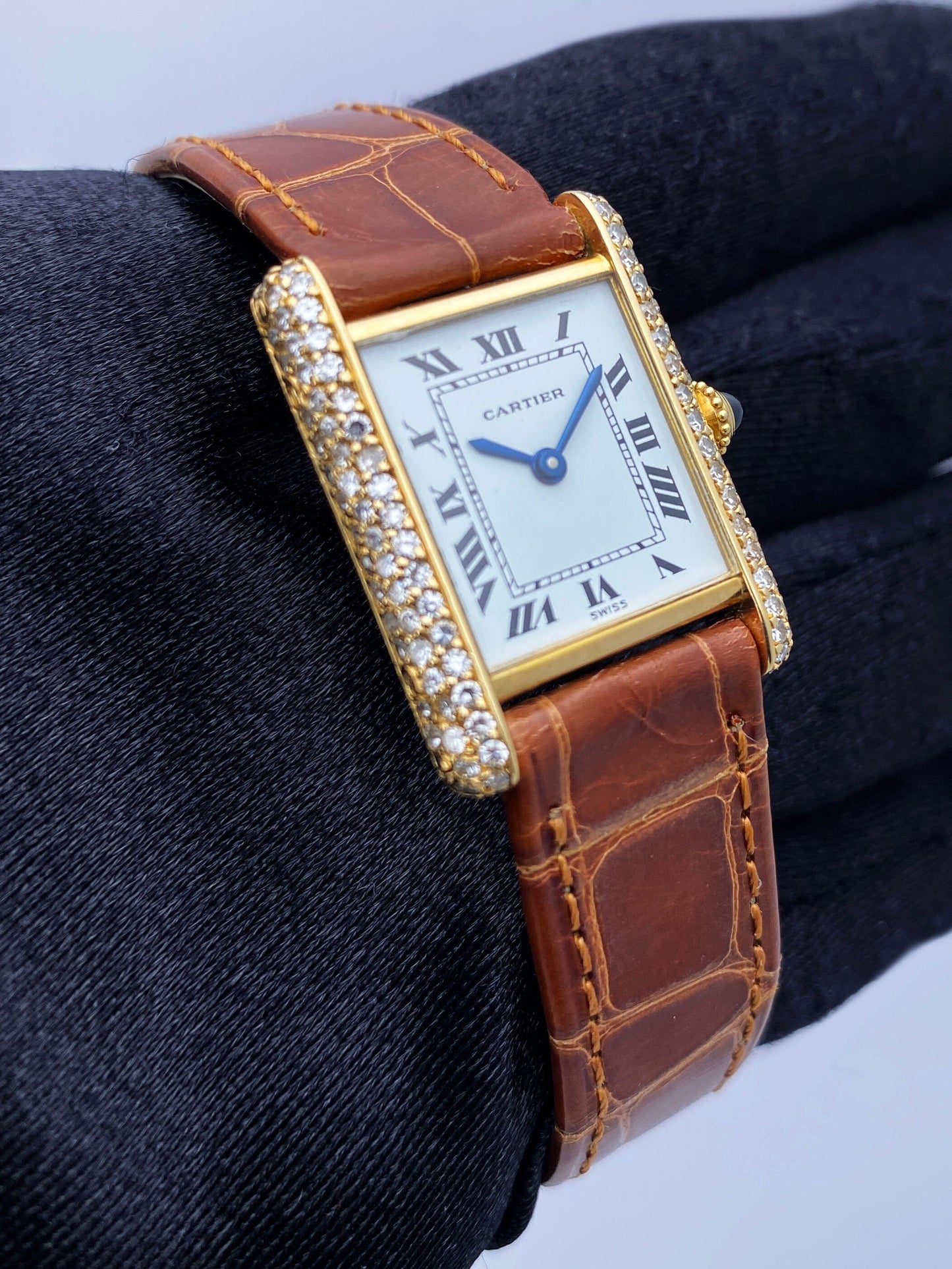 Cartier Tank Paris Diamond 18K Yellow Gold Ladies Watch
