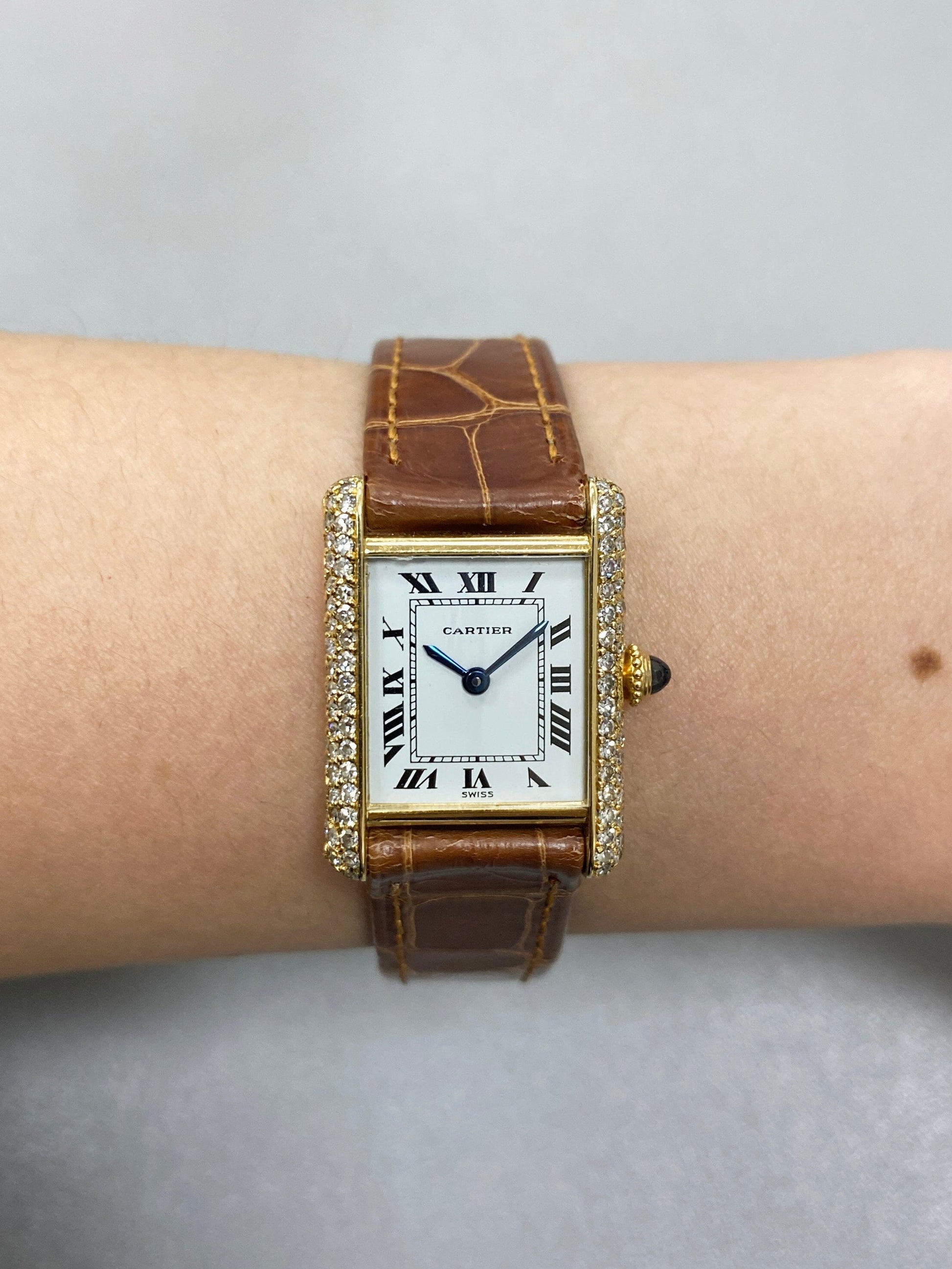 Cartier Tank Paris Diamond 18K Yellow Gold Ladies Watch