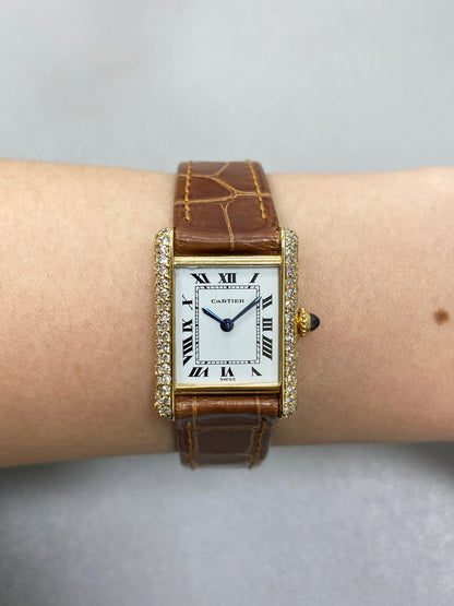 Cartier Tank Paris Diamond 18K Yellow Gold Ladies Watch