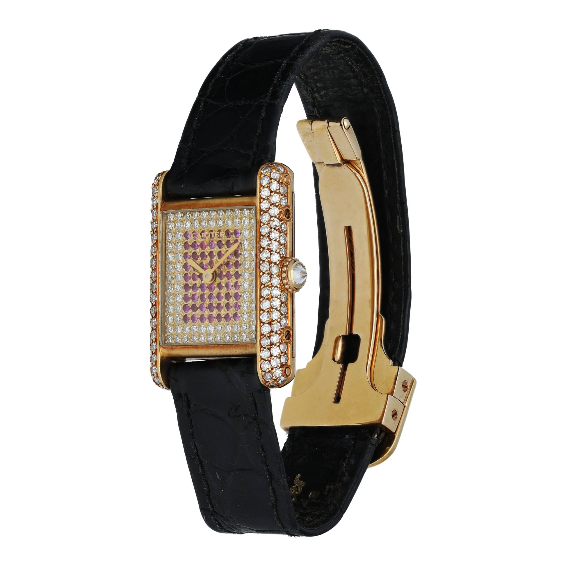 Cartier Tank Paris Diamond Dial Yellow Gold Ladies Watch
