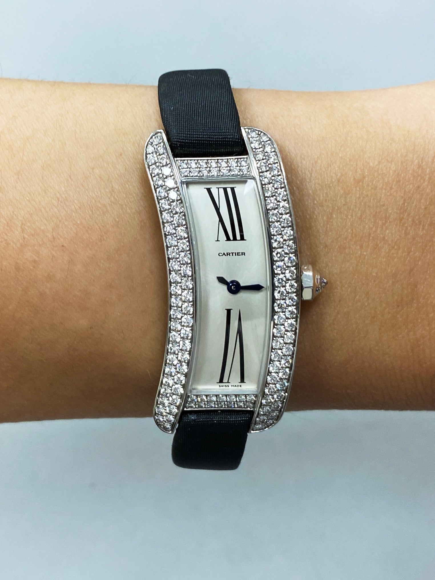 Cartier Tank S Americaine 2625 18K White Gold Diamond Ladies Watch - Virtual