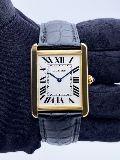 Cartier Tank Solo W5200004 18K Yellow Gold Mens Watch Box Papers - Virtual
