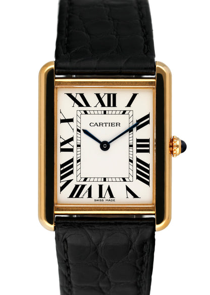 Cartier Tank Solo W5200004 18K Yellow Gold Mens Watch Box Papers - Virtual