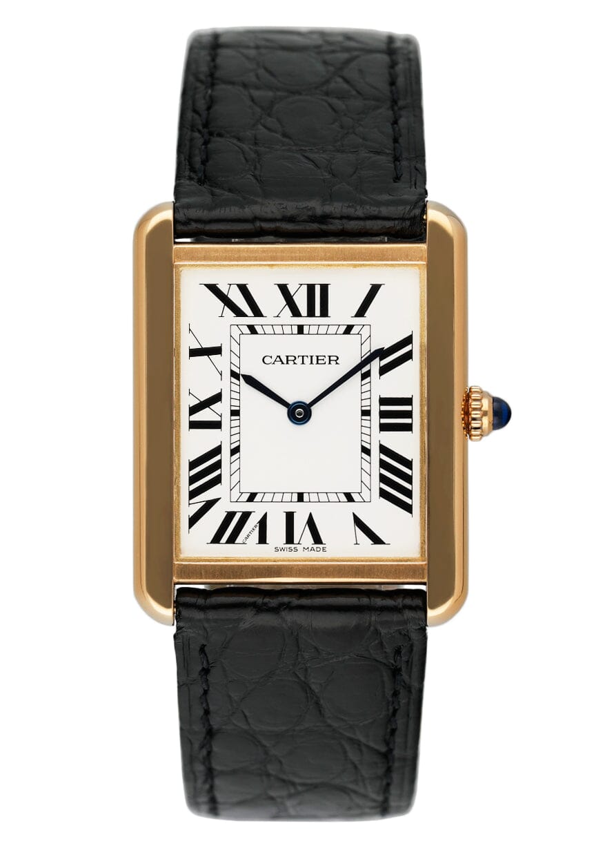 Cartier Tank Solo W5200004 Large Size 18K Yellow Gold Mens Watch - Wristwatch