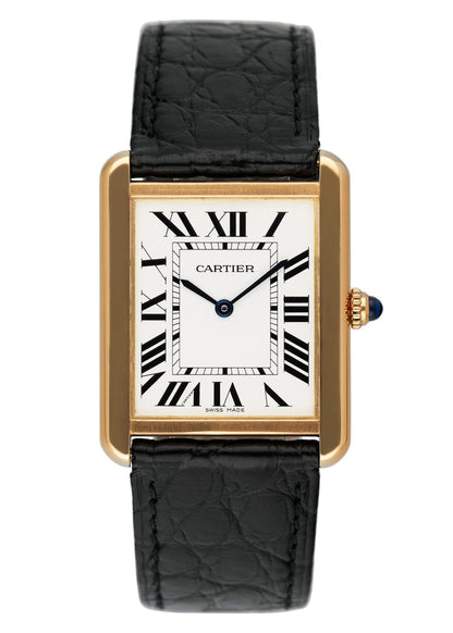 Cartier Tank Solo W5200004 Large Size 18K Yellow Gold Mens Watch Box Papers - Virtual