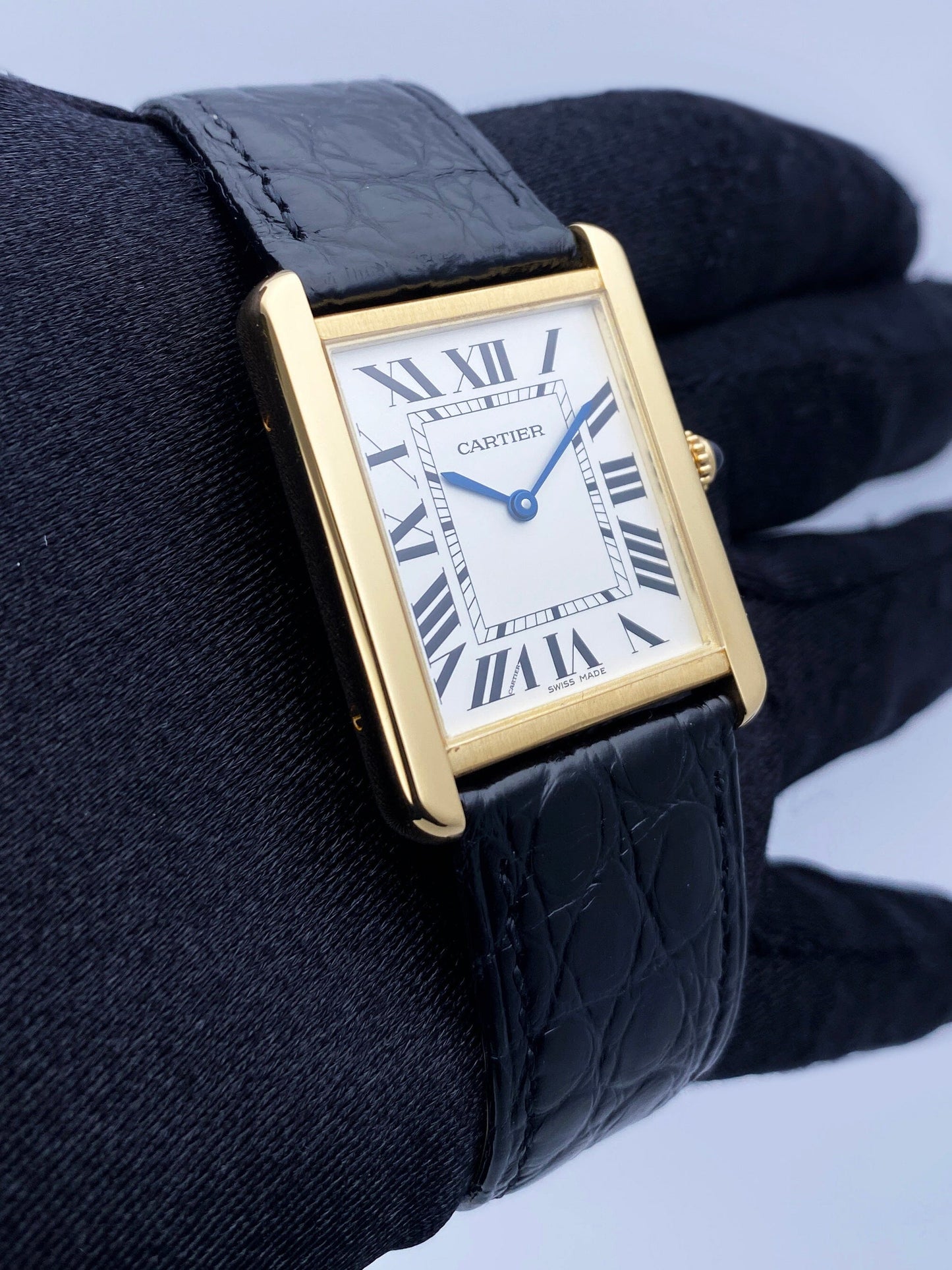 Cartier Tank Solo W5200004 Large Size 18K Yellow Gold Mens Watch Box Papers - Virtual