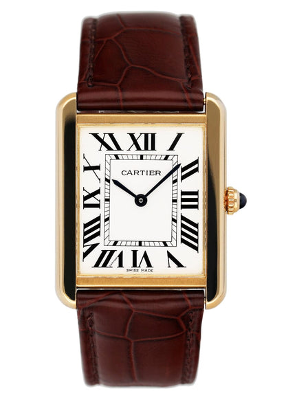 Cartier Tank Solo W5200004 Large Size 18K Yellow Gold Watch Box Papers
