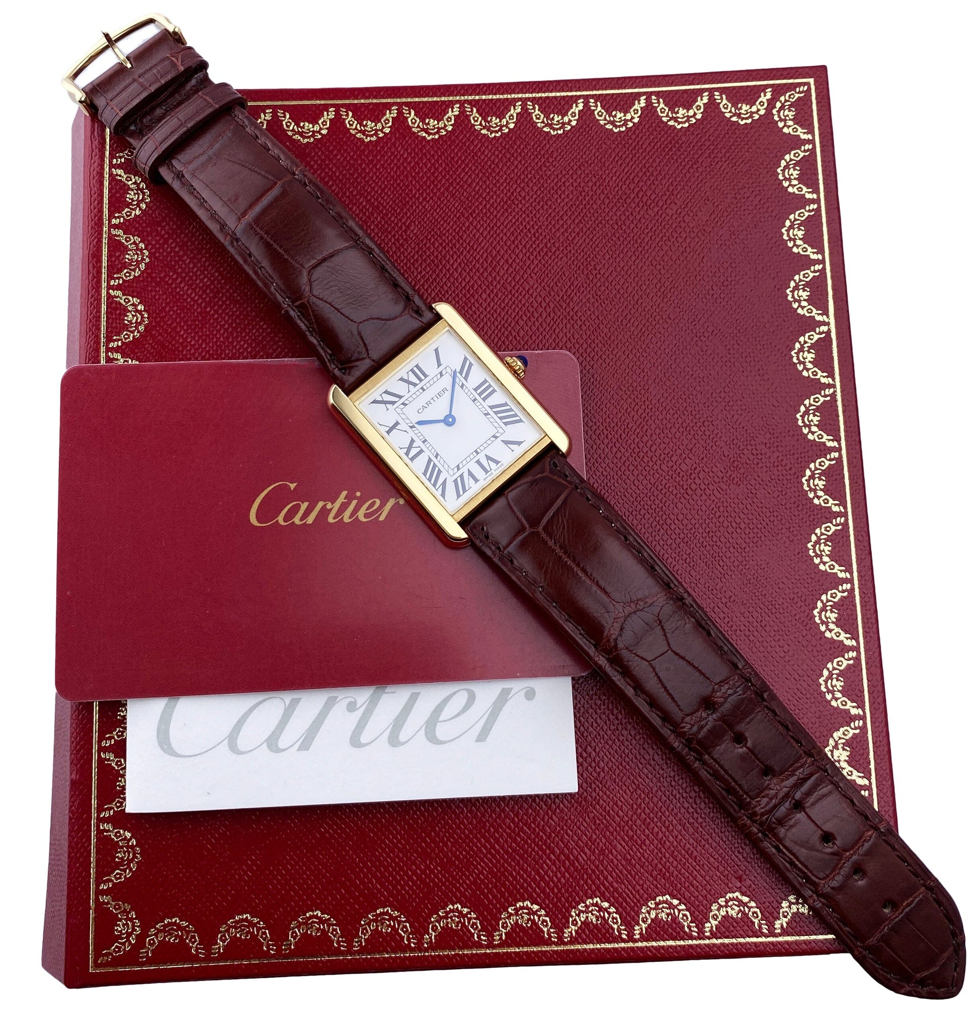 Cartier Tank Solo W5200004 Large Size 18K Yellow Gold Watch Box Papers