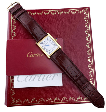 Cartier Tank Solo W5200004 Large Size 18K Yellow Gold Watch Box Papers