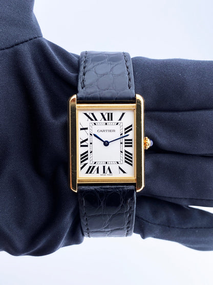 Cartier Tank Solo W5200004 / 2742 18K Yellow Gold Mens Watch - Virtual